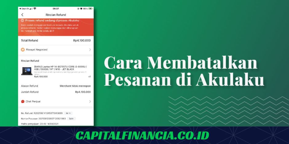cara membatalkan pesanan di akulaku
